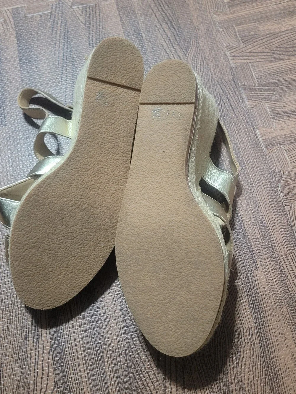 Talbots Gold Espardrille Wedge Strappy Sandals Size 8.5M Slingback